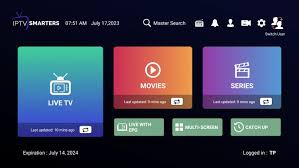 IPTV Smarters Pro main dashboard