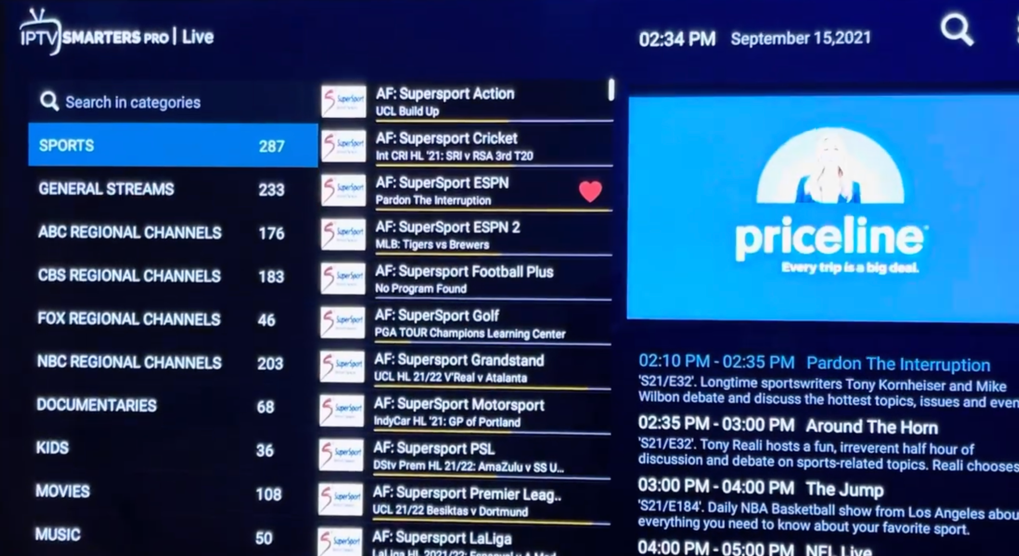 Add to Favourite option in IPTV Smarters Pro